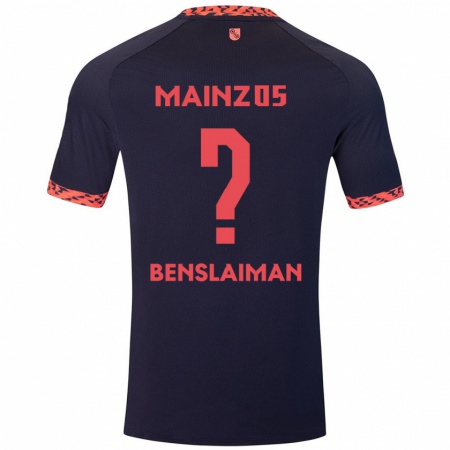 Kandiny Enfant Maillot Mohamed Benslaiman #0 Bleu Corail Rouge Tenues Extérieur 2024/25 T-Shirt