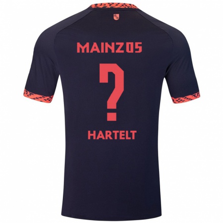 Kandiny Enfant Maillot Toni Hartelt #0 Bleu Corail Rouge Tenues Extérieur 2024/25 T-Shirt