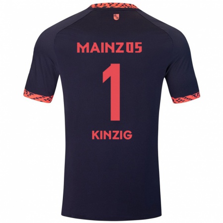 Kandiny Enfant Maillot Maximilian Kinzig #1 Bleu Corail Rouge Tenues Extérieur 2024/25 T-Shirt