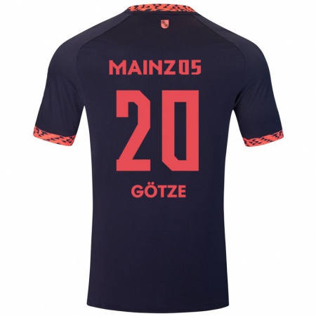 Kandiny Enfant Maillot Justus Götze #20 Bleu Corail Rouge Tenues Extérieur 2024/25 T-Shirt