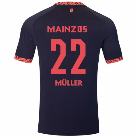 Kandiny Enfant Maillot Tim Müller #22 Bleu Corail Rouge Tenues Extérieur 2024/25 T-Shirt