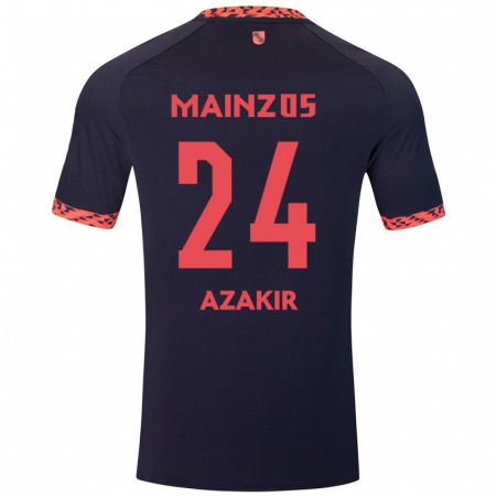 Kandiny Enfant Maillot Dennis Azakir #24 Bleu Corail Rouge Tenues Extérieur 2024/25 T-Shirt