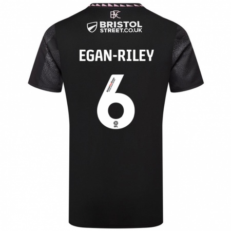 Kandiny Enfant Maillot Cj Egan-Riley #6 Noir Tenues Extérieur 2024/25 T-Shirt