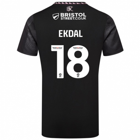 Kandiny Enfant Maillot Hjalmar Ekdal #18 Noir Tenues Extérieur 2024/25 T-Shirt