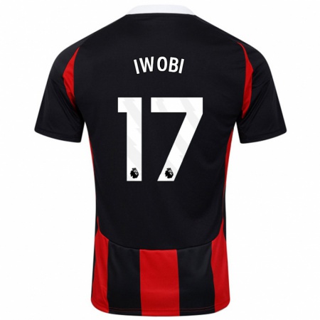 Kandiny Enfant Maillot Alex Iwobi #17 Noir Rouge Tenues Extérieur 2024/25 T-Shirt