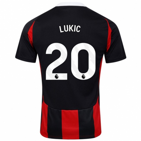 Kandiny Enfant Maillot Saša Lukić #20 Noir Rouge Tenues Extérieur 2024/25 T-Shirt