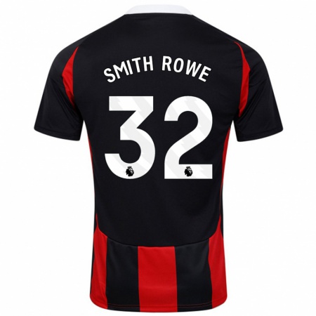 Kandiny Enfant Maillot Emile Smith Rowe #32 Noir Rouge Tenues Extérieur 2024/25 T-Shirt