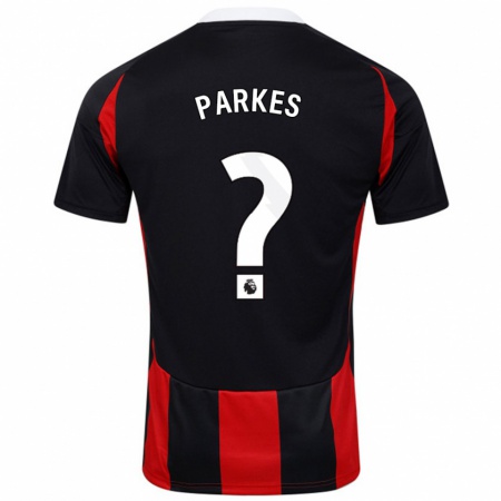 Kandiny Enfant Maillot Stefan Parkes #0 Noir Rouge Tenues Extérieur 2024/25 T-Shirt