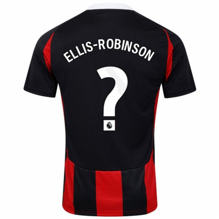 Kandiny Enfant Maillot Eddie Ellis-Robinson #0 Noir Rouge Tenues Extérieur 2024/25 T-Shirt