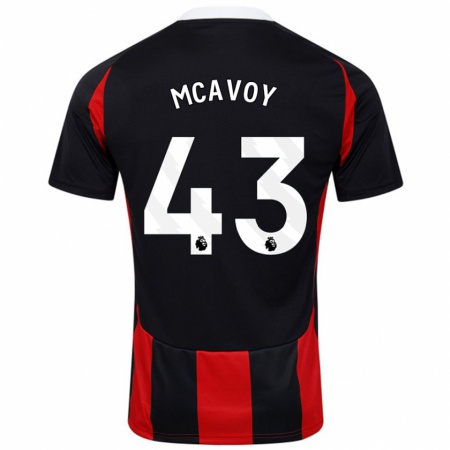 Kandiny Enfant Maillot Connor Mcavoy #43 Noir Rouge Tenues Extérieur 2024/25 T-Shirt