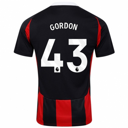 Kandiny Enfant Maillot Lemar Gordon #43 Noir Rouge Tenues Extérieur 2024/25 T-Shirt