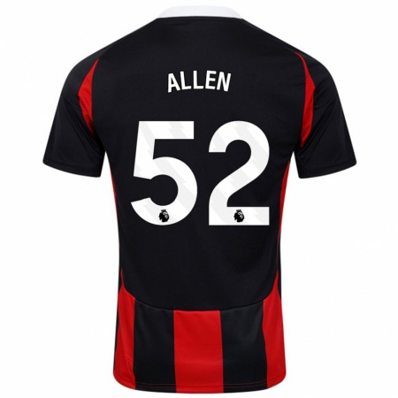 Kandiny Enfant Maillot Michael Allen #52 Noir Rouge Tenues Extérieur 2024/25 T-Shirt