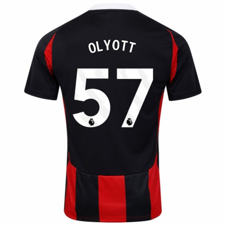 Kandiny Enfant Maillot Tom Olyott #57 Noir Rouge Tenues Extérieur 2024/25 T-Shirt