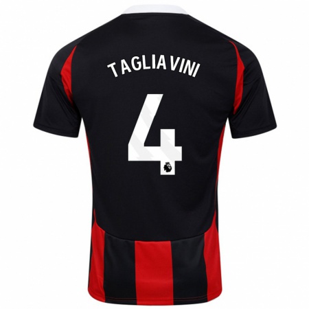 Kandiny Enfant Maillot Ella Tagliavini #4 Noir Rouge Tenues Extérieur 2024/25 T-Shirt