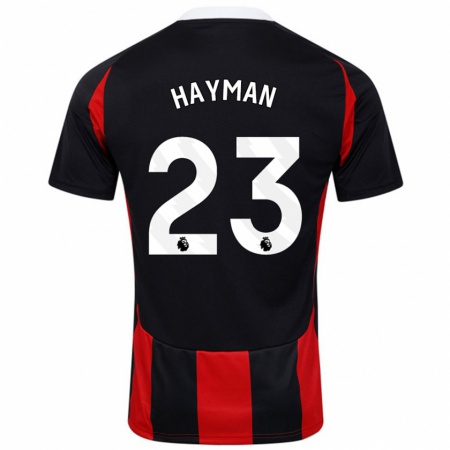 Kandiny Enfant Maillot Alex Hayman #23 Noir Rouge Tenues Extérieur 2024/25 T-Shirt