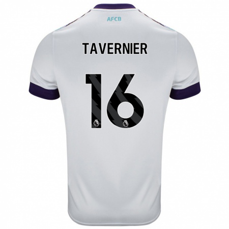 Kandiny Enfant Maillot Marcus Tavernier #16 Blanc Vert Violet Tenues Extérieur 2024/25 T-Shirt