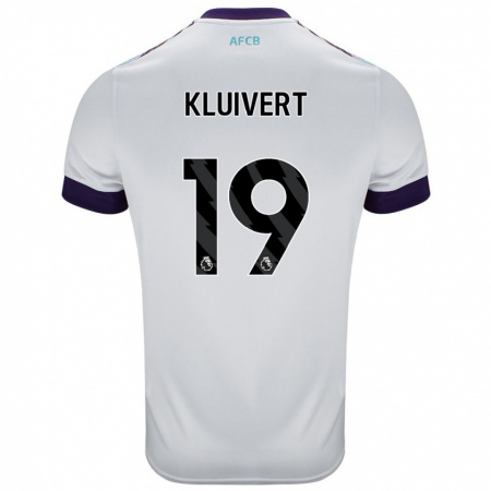 Kandiny Enfant Maillot Justin Kluivert #19 Blanc Vert Violet Tenues Extérieur 2024/25 T-Shirt