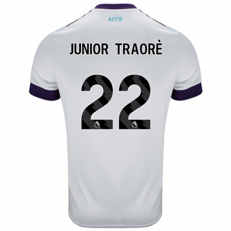 Kandiny Enfant Maillot Hamed Junior Traorè #22 Blanc Vert Violet Tenues Extérieur 2024/25 T-Shirt