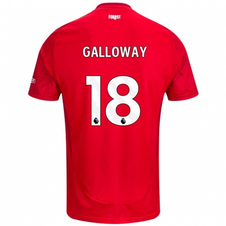 Kandiny Homme Maillot Bridget Galloway #18 Rouge Blanc Tenues Domicile 2024/25 T-Shirt