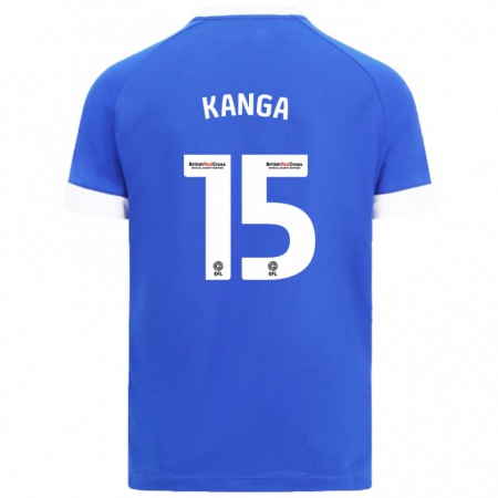 Kandiny Homme Maillot Wilfried Kanga #15 Bleu Ciel Tenues Domicile 2024/25 T-Shirt