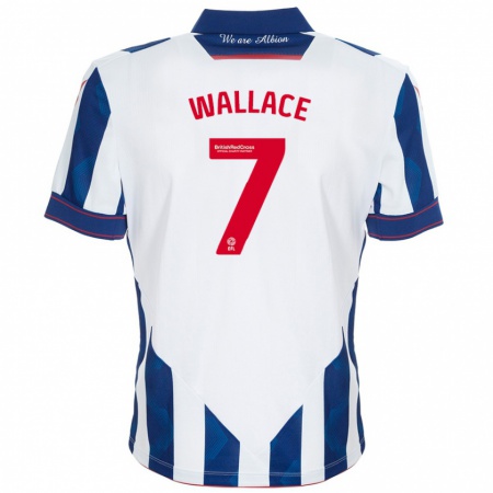 Kandiny Homme Maillot Jed Wallace #7 Blanc Bleu Foncé Tenues Domicile 2024/25 T-Shirt