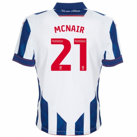 Kandiny Homme Maillot Paddy Mcnair #21 Blanc Bleu Foncé Tenues Domicile 2024/25 T-Shirt