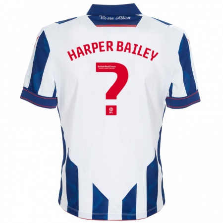 Kandiny Homme Maillot Aaron Harper-Bailey #0 Blanc Bleu Foncé Tenues Domicile 2024/25 T-Shirt