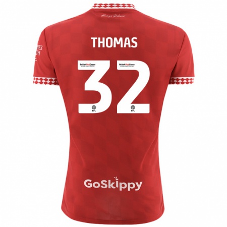 Kandiny Homme Maillot Lewis Thomas #32 Rouge Tenues Domicile 2024/25 T-Shirt