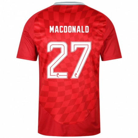 Kandiny Homme Maillot Angus Macdonald #27 Rouge Tenues Domicile 2024/25 T-Shirt