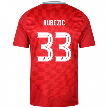 Kandiny Homme Maillot Slobodan Rubezic #33 Rouge Tenues Domicile 2024/25 T-Shirt