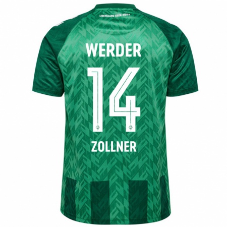 Kandiny Homme Maillot Adrian Zollner #14 Vert Tenues Domicile 2024/25 T-Shirt