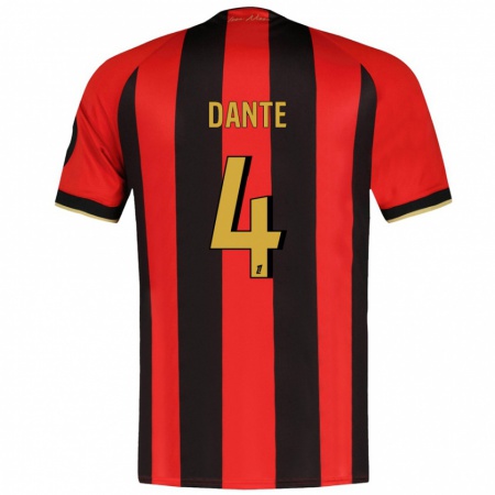 Kandiny Homme Maillot Dante #4 Rouge Noir Tenues Domicile 2024/25 T-Shirt