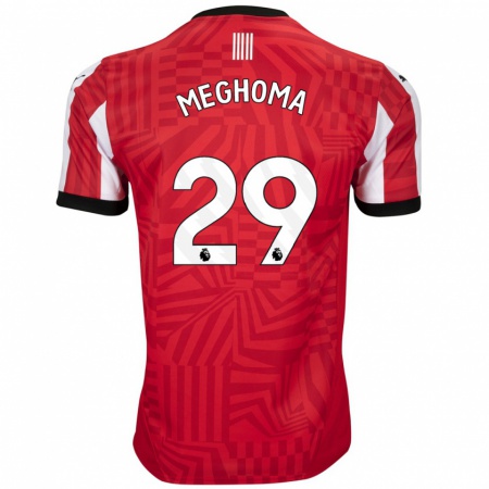 Kandiny Homme Maillot Jayden Meghoma #29 Rouge Blanc Tenues Domicile 2024/25 T-Shirt