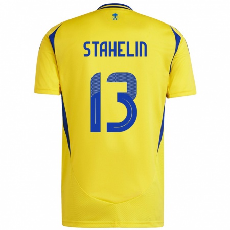 Kandiny Homme Maillot Izabela Stahelin #13 Jaune Bleu Tenues Domicile 2024/25 T-Shirt