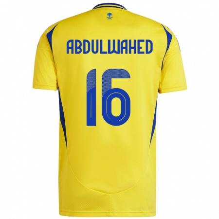 Kandiny Homme Maillot Ghader Abdulwahed #16 Jaune Bleu Tenues Domicile 2024/25 T-Shirt