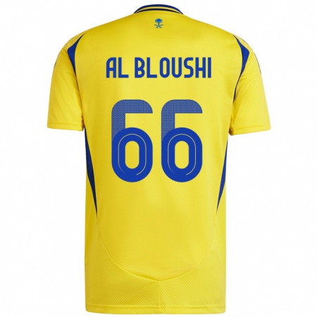 Kandiny Homme Maillot Reem Al-Bloushi #66 Jaune Bleu Tenues Domicile 2024/25 T-Shirt