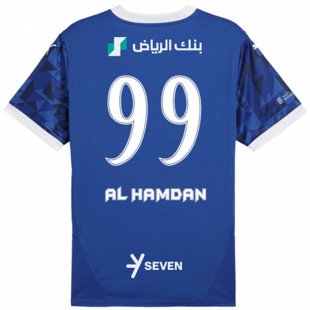 Kandiny Homme Maillot Abdullah Al-Hamdan #99 Bleu Foncé Blanc Tenues Domicile 2024/25 T-Shirt