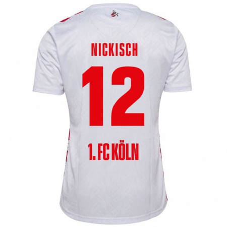 Kandiny Homme Maillot Jonas Nickisch #12 Blanc Rouge Tenues Domicile 2024/25 T-Shirt