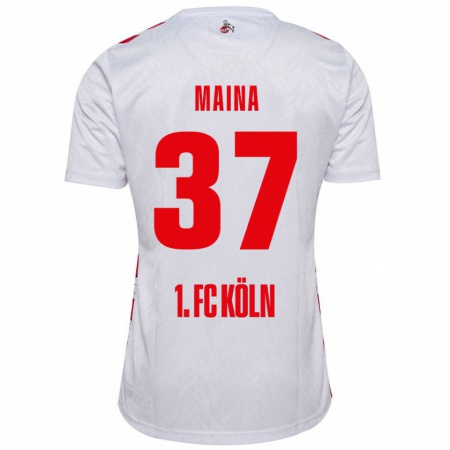 Kandiny Homme Maillot Linton Maina #37 Blanc Rouge Tenues Domicile 2024/25 T-Shirt