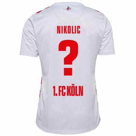 Kandiny Homme Maillot Milan Nikolic #0 Blanc Rouge Tenues Domicile 2024/25 T-Shirt