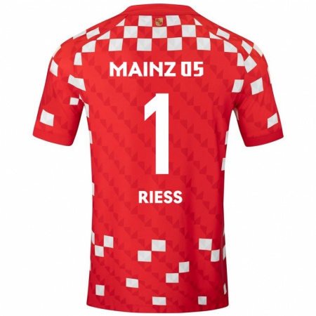 Kandiny Homme Maillot Lasse Rieß #1 Blanc Rouge Tenues Domicile 2024/25 T-Shirt