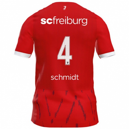 Kandiny Homme Maillot Kenneth Schmidt #4 Rouge Tenues Domicile 2024/25 T-Shirt