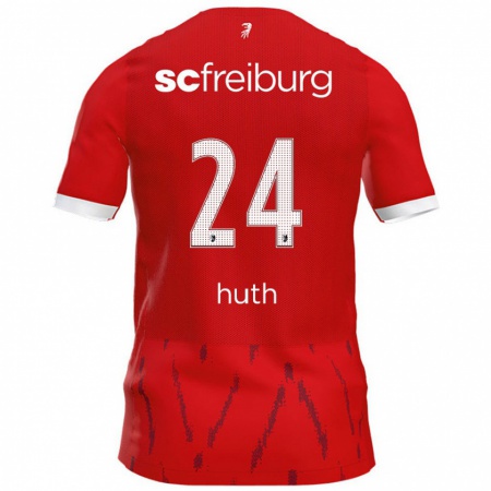 Kandiny Homme Maillot Jannik Huth #24 Rouge Tenues Domicile 2024/25 T-Shirt