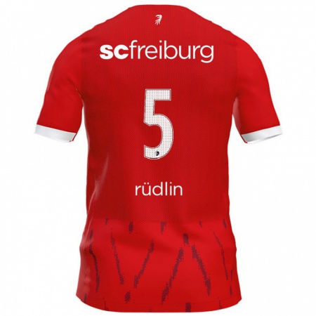 Kandiny Homme Maillot Fabian Rüdlin #5 Rouge Tenues Domicile 2024/25 T-Shirt