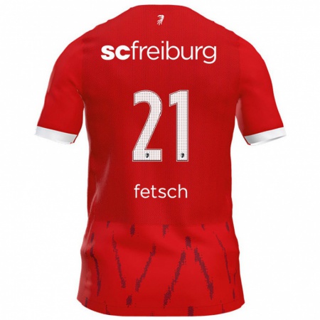 Kandiny Homme Maillot Mathias Fetsch #21 Rouge Tenues Domicile 2024/25 T-Shirt