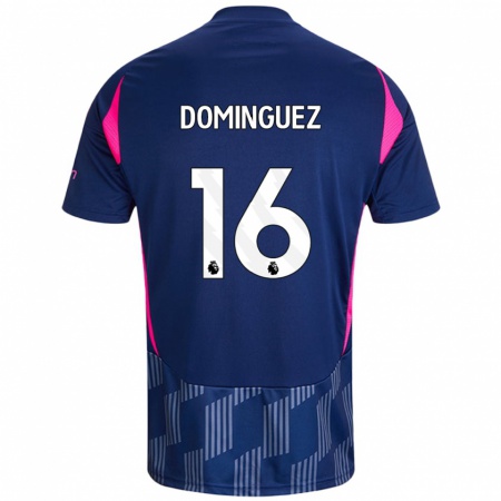 Kandiny Homme Maillot Nicolás Domínguez #16 Bleu Royal Rose Tenues Extérieur 2024/25 T-Shirt