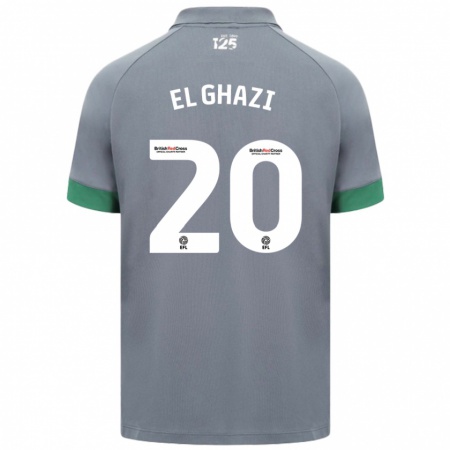 Kandiny Homme Maillot Anwar El Ghazi #20 Gris Foncé Tenues Extérieur 2024/25 T-Shirt