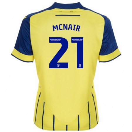 Kandiny Homme Maillot Paddy Mcnair #21 Jaune Bleu Tenues Extérieur 2024/25 T-Shirt