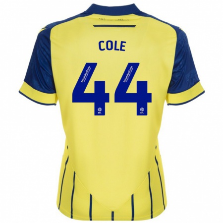 Kandiny Homme Maillot Devante Cole #44 Jaune Bleu Tenues Extérieur 2024/25 T-Shirt