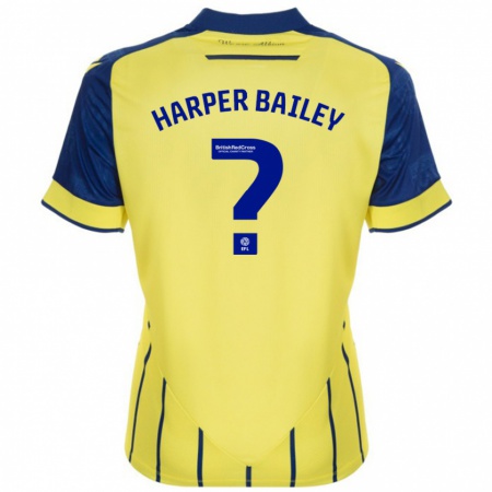 Kandiny Homme Maillot Aaron Harper-Bailey #0 Jaune Bleu Tenues Extérieur 2024/25 T-Shirt